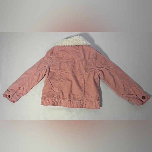 OshKosh Girls Pink Corduroy Jacket Sherpa Lined Faux Fur 4T Button Front Coat - Picture 8 of 15